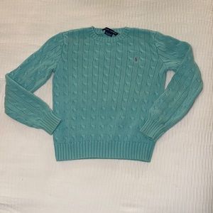 Woman’s Ralph Lauren Aqua Blue Cable Sweater